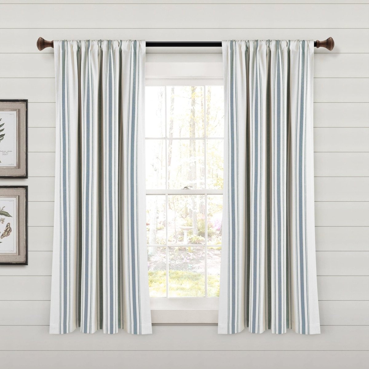 Farmhouse Stripe Yarn Dyed Recycled Cotton Blend Window Curtain Panel Set