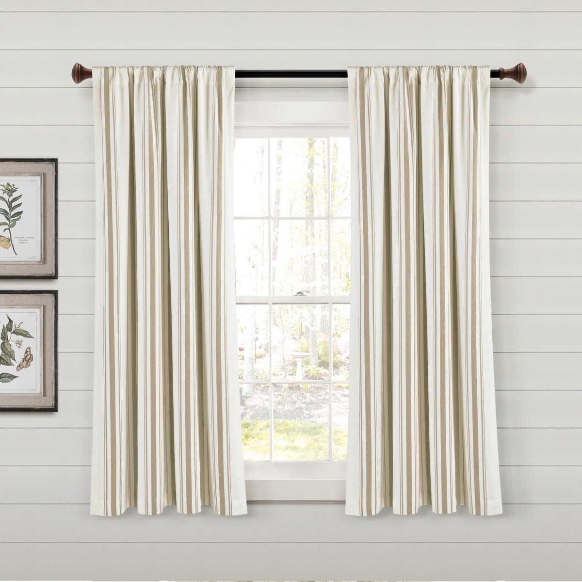 Farmhouse Stripe Yarn Dyed Recycled Cotton Blend Window Curtain Panel Set
