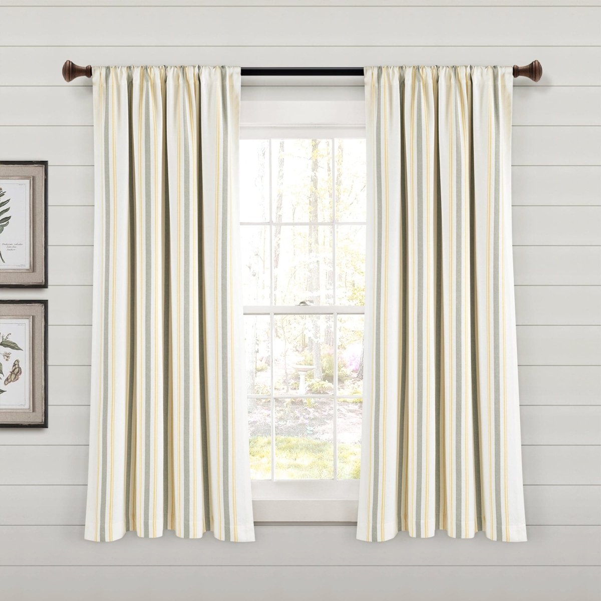 Farmhouse Stripe Yarn Dyed Recycled Cotton Blend Window Curtain Panel Set
