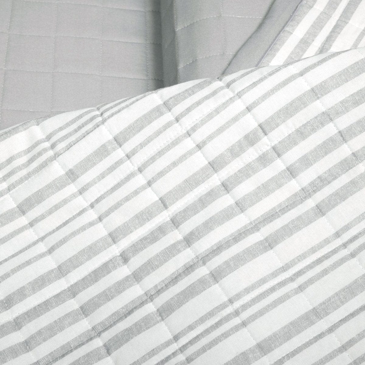 Farmhouse Box Stitch And Stripe Cotton Quilt 3 Piece Set