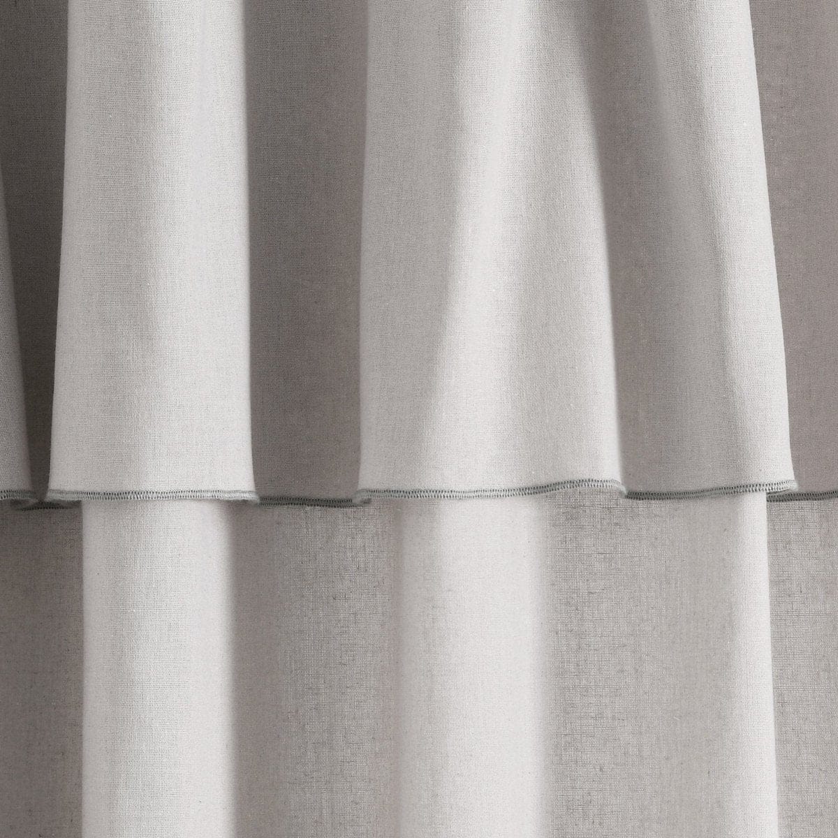 Modern Faux Linen Embroidered Edge With Attached Valance Window Curtain Panel Set