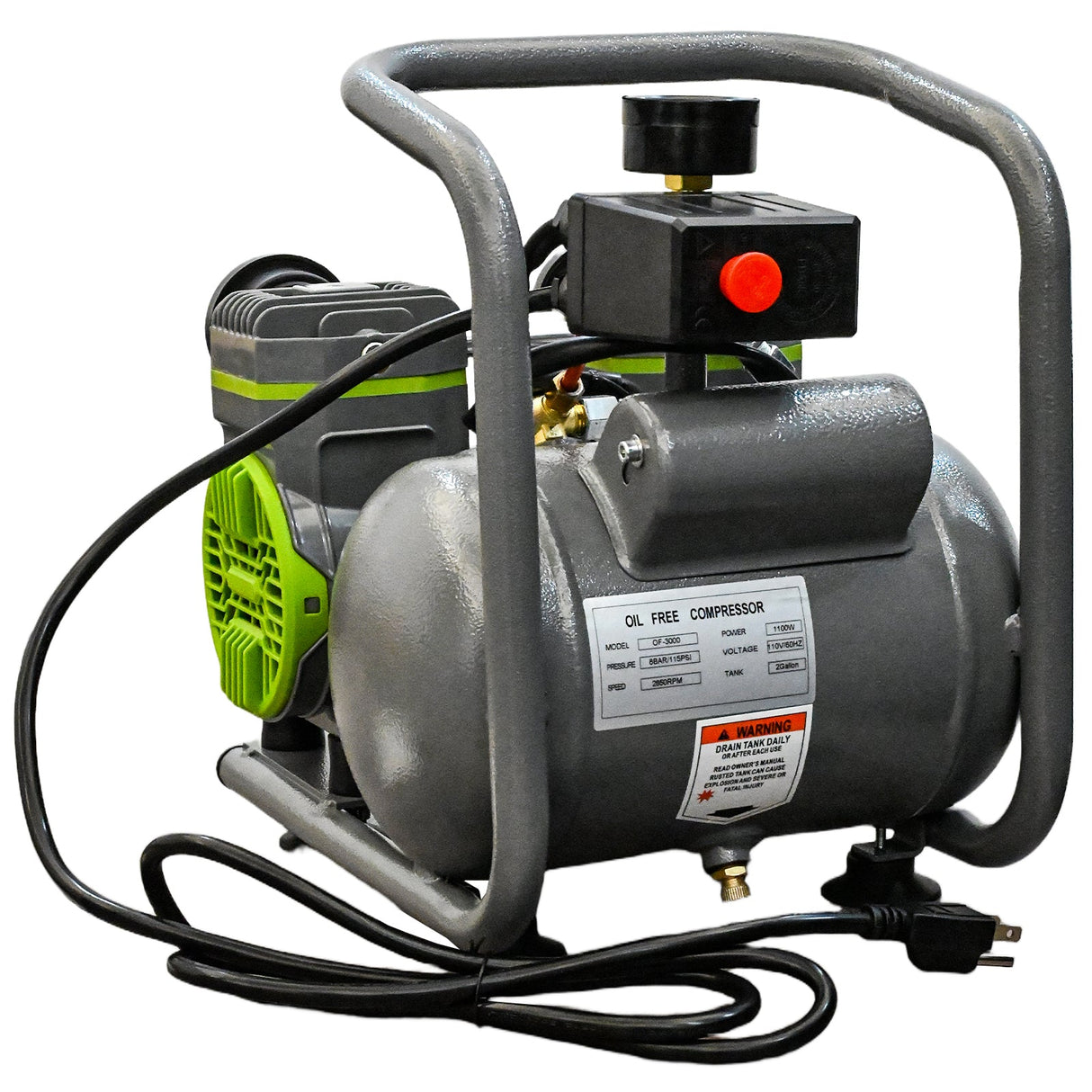 Oil Free Air Compressor with Quiet Low Noise and Portable Design
