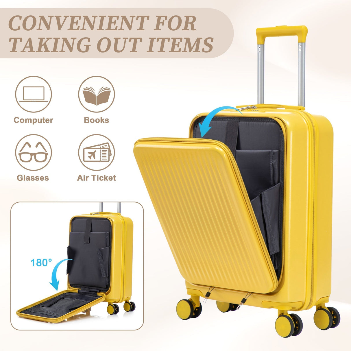 14'/20' 2-Piece ABS Spinner Wheel Luggage Set with Combination Lock