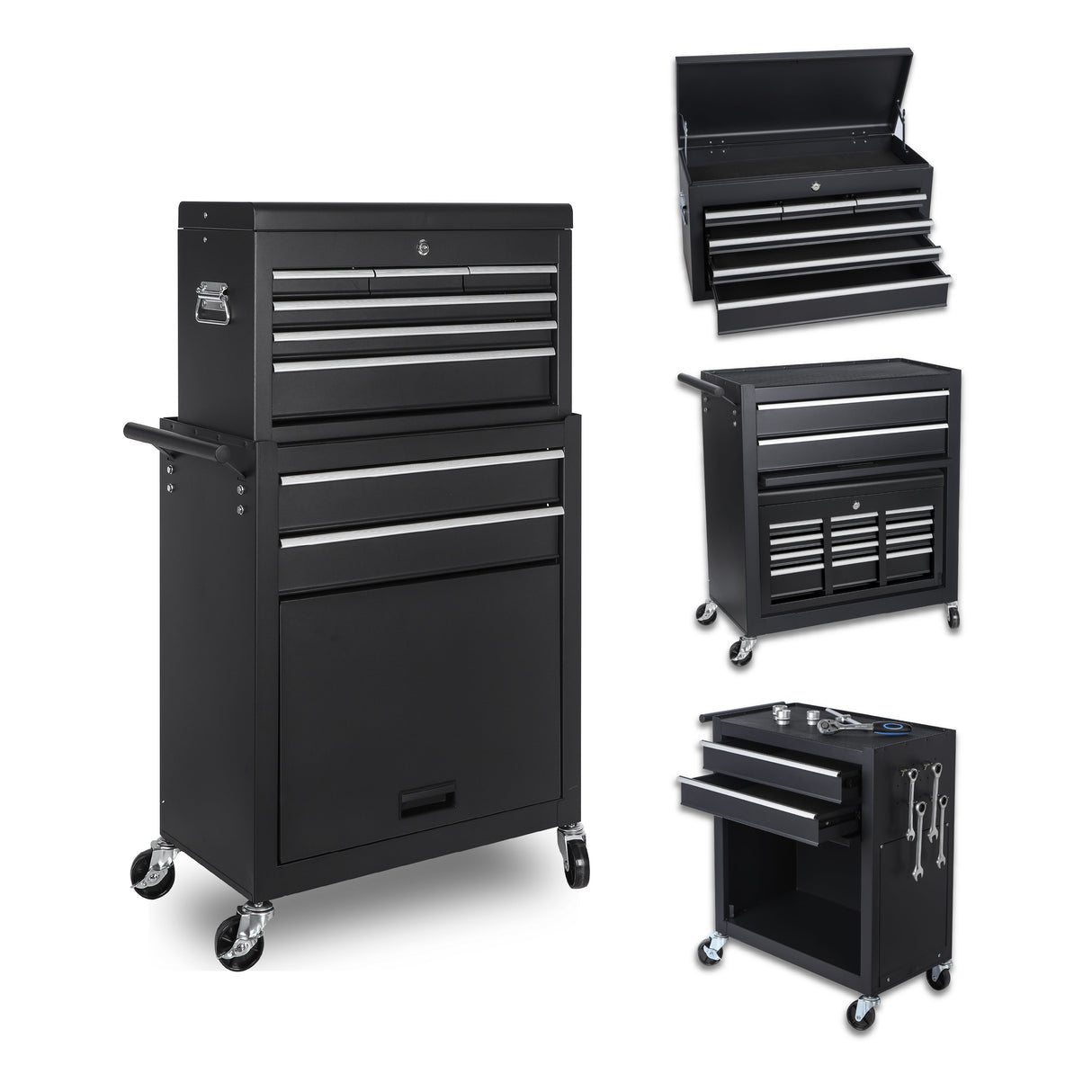 8-Drawer Rolling Tool Storage Cabinet with Detachable Top