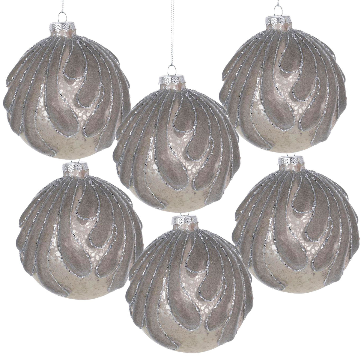 Decorative Hanging Glass Christmas Ball Ornaments - Set of 6