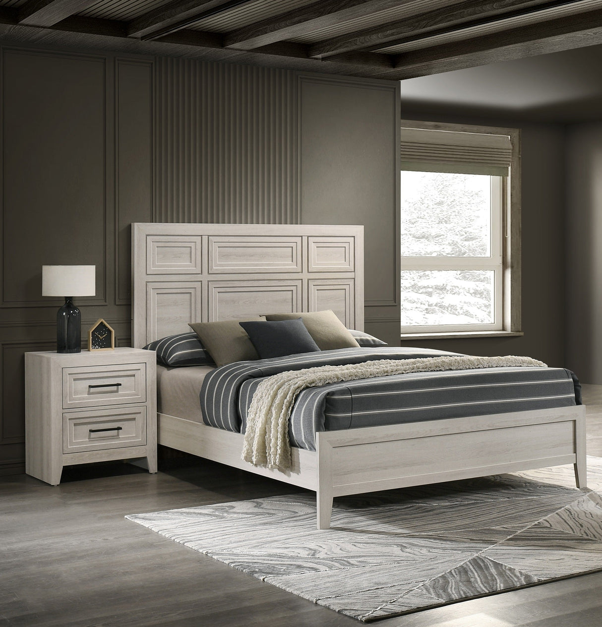 Havenwood Geometric Design Contemporary 2-Drawer Nightstand