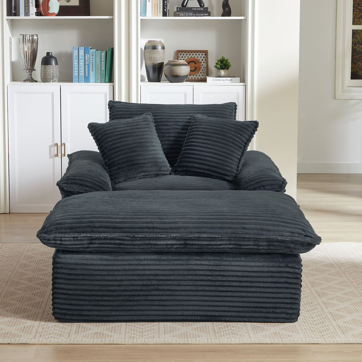 51.97 Inch Comfortable Single Seat Sofa with Unique Footrest Design