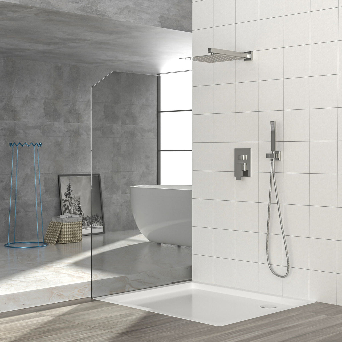 Dual Shower Head 10" Wall Mounted Shower System with Anti-Scald Valve - Black, Gold, or Gray