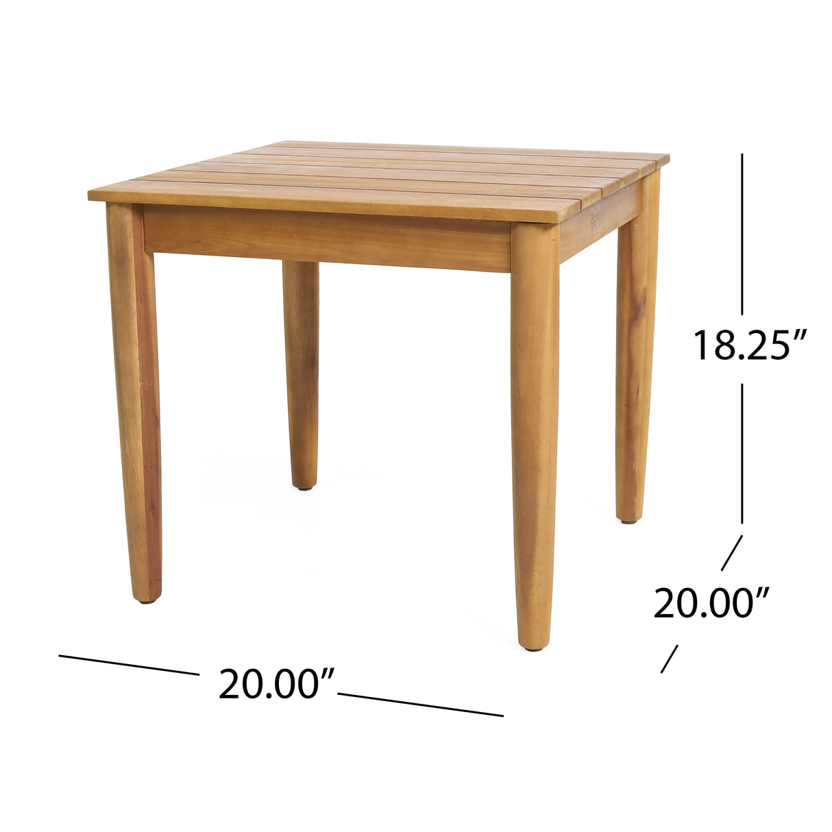 Acacia Wood Outdoor Set: 2 Club Chairs and Rustic Slat Side Table