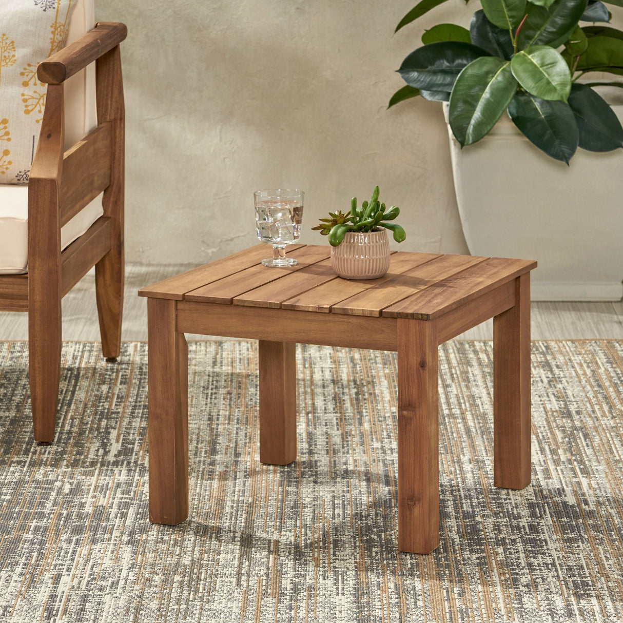 Halcyon - Outdoor Side Table With Slat Design