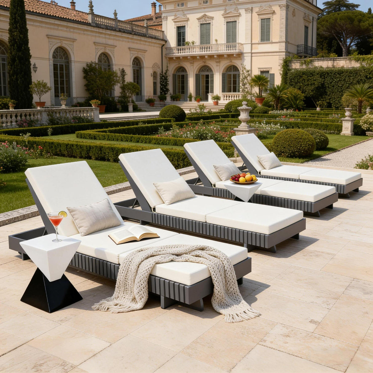 Dark Acacia Wood Chaise Lounge