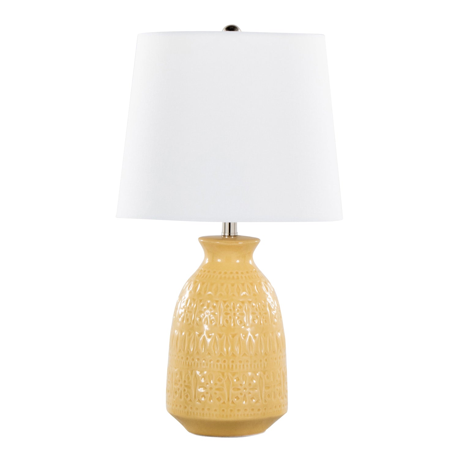 Balconee 20" Ceramic Table Lamp with Vase Shaped Base and Textured Pattern, Set of 2