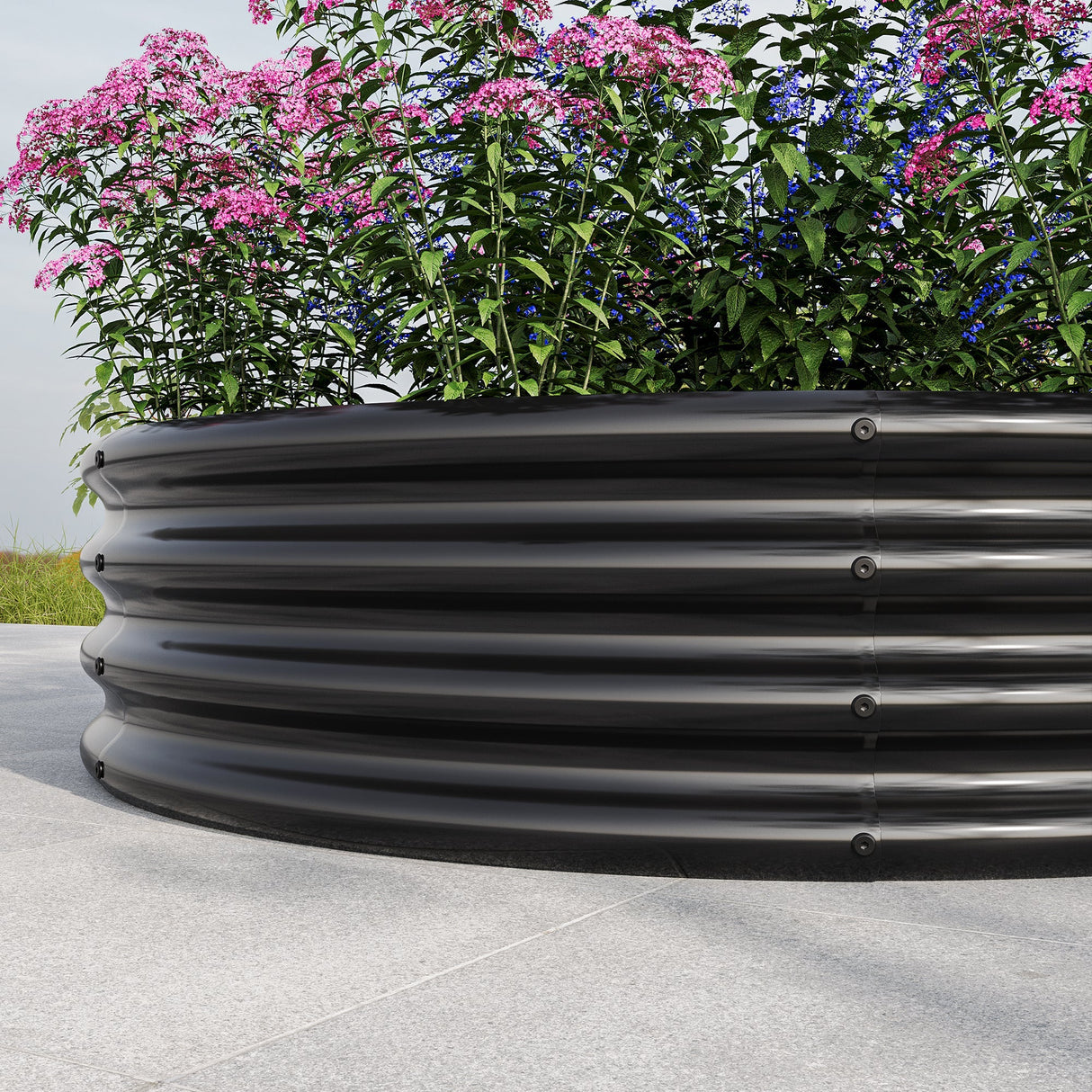 2PCS 47.24" Round Raised Garden Beds for Outdoor Gardening