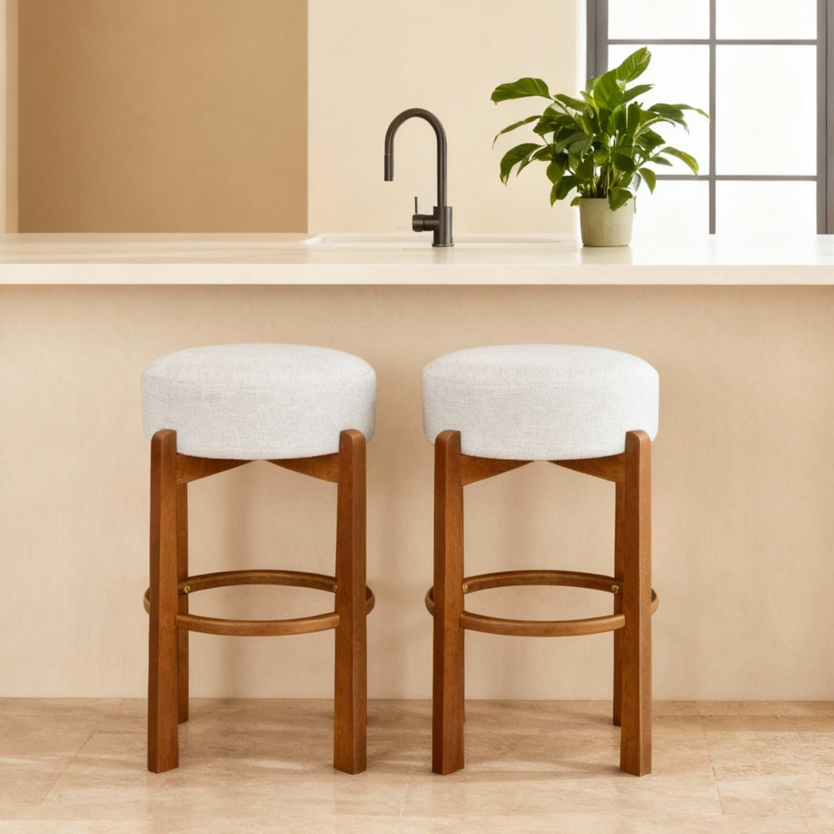 Vera Indoor Wooden Upholstered Barstool