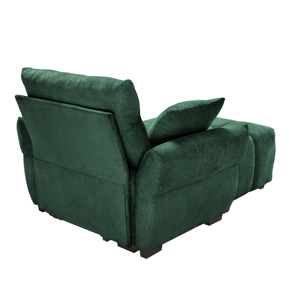 Ergonomic Single Seater Sofa with Ottoman in High-Green Chenille