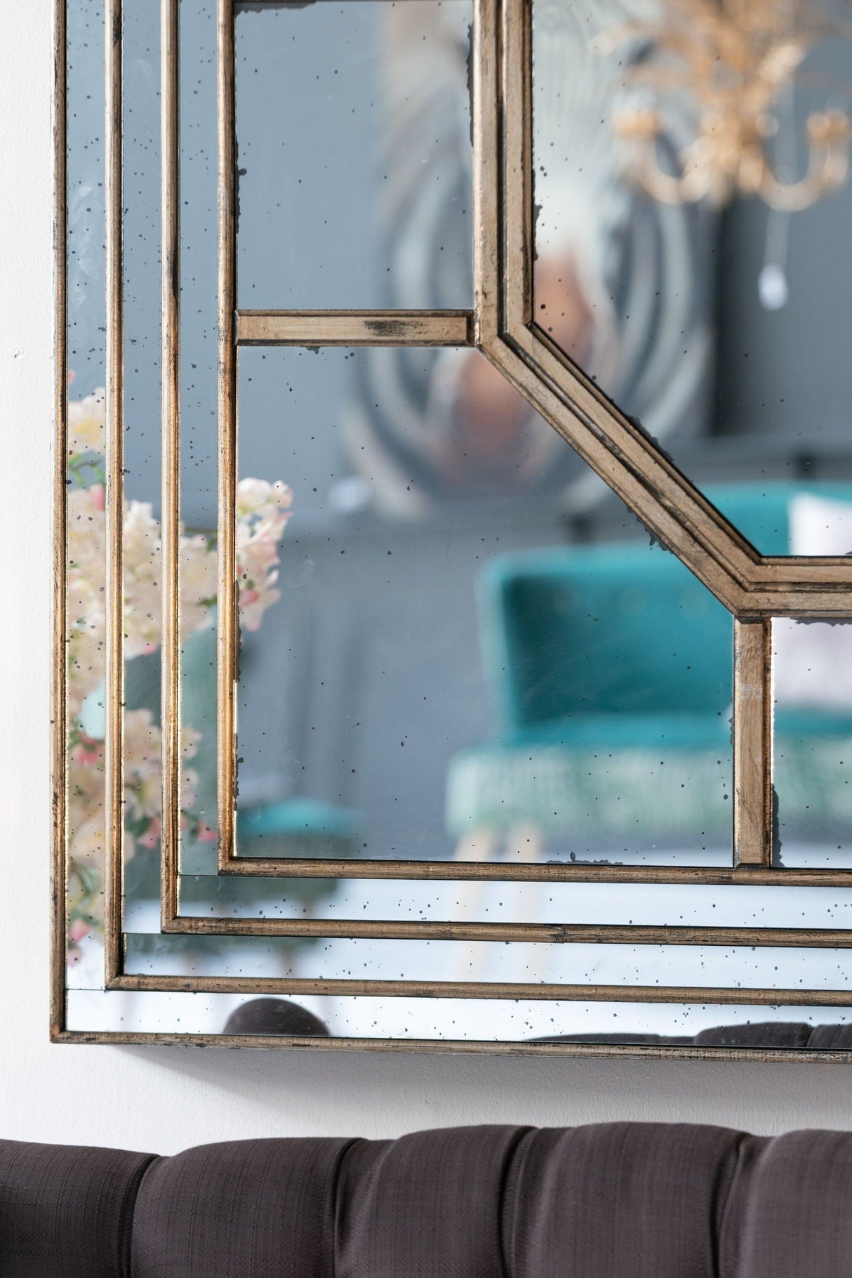 Antique Style Decorative Square Wall Mirror with Mirrored Frame