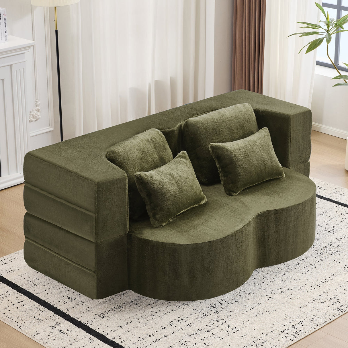 Queen Size Foldable Sofa Bed Chenille Futon Sofa Couch