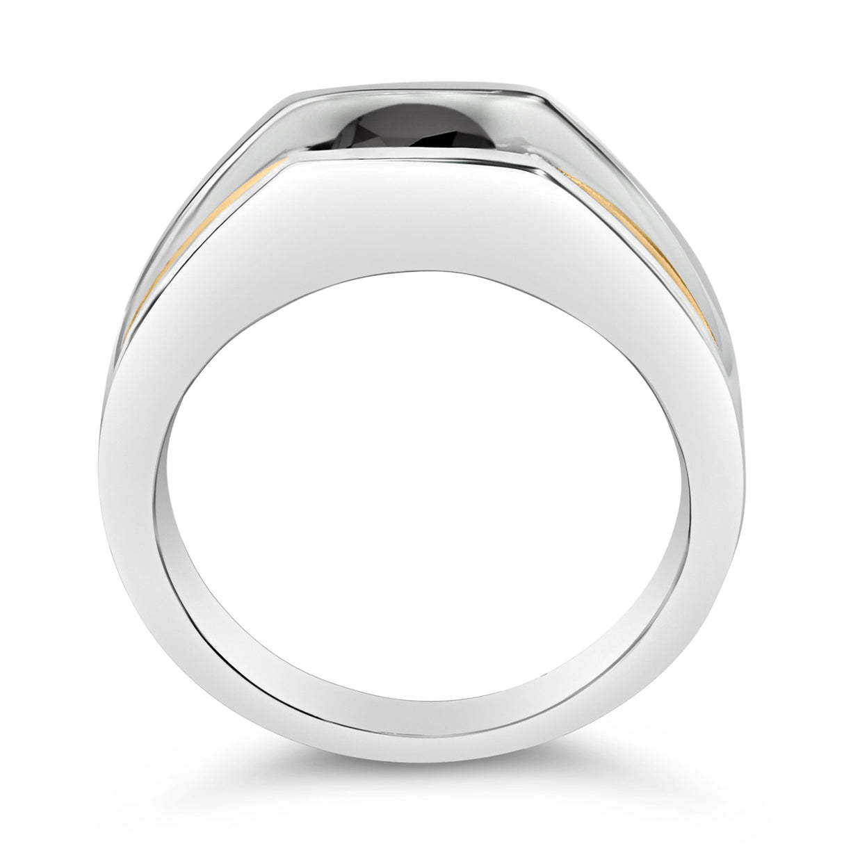 Men's 14K Yellow Gold Plated Sterling Silver 1.0 Cttw Round Black Diamond Band Ring