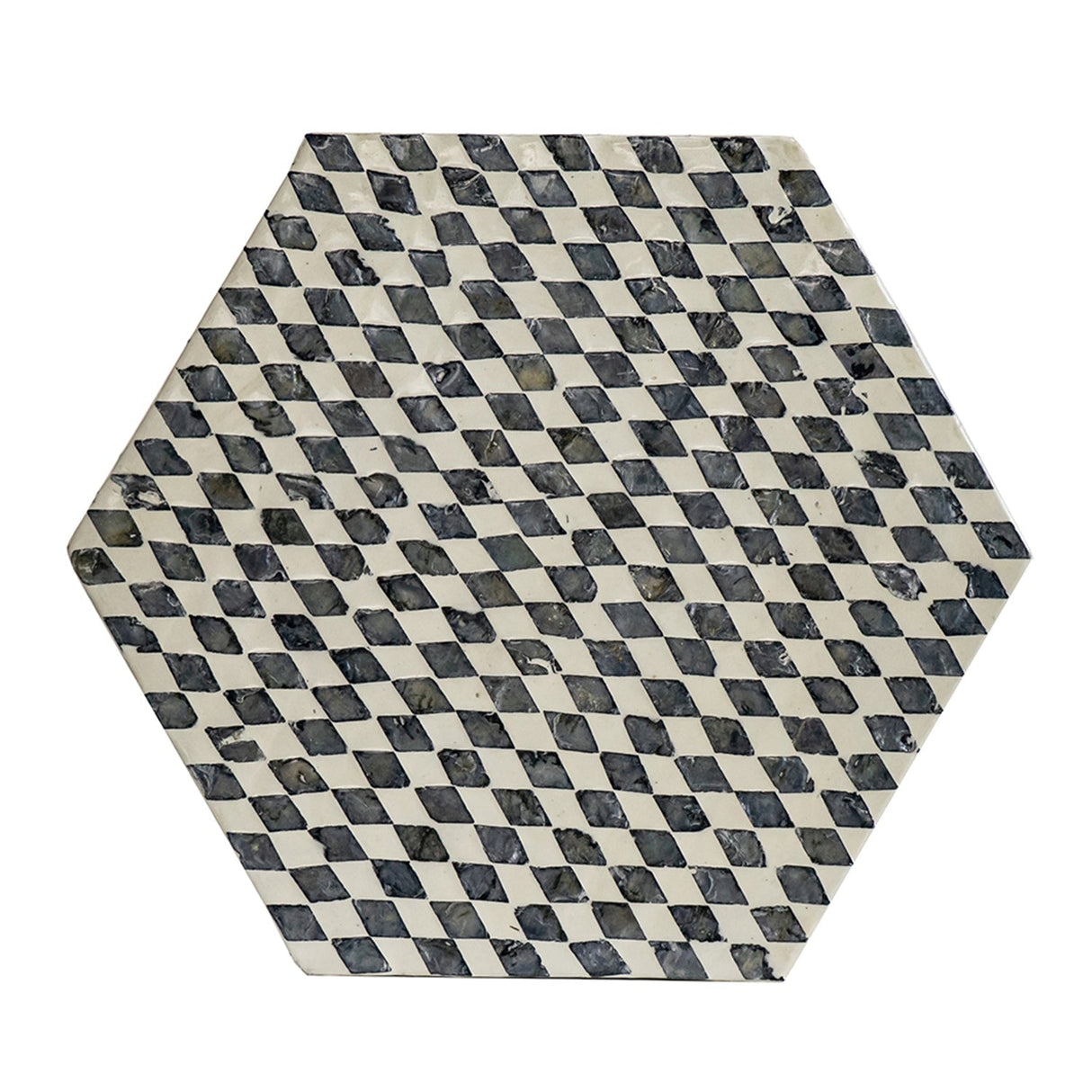 15x13x17' Hexagonal Garden Capiz Stool Accent Side Table