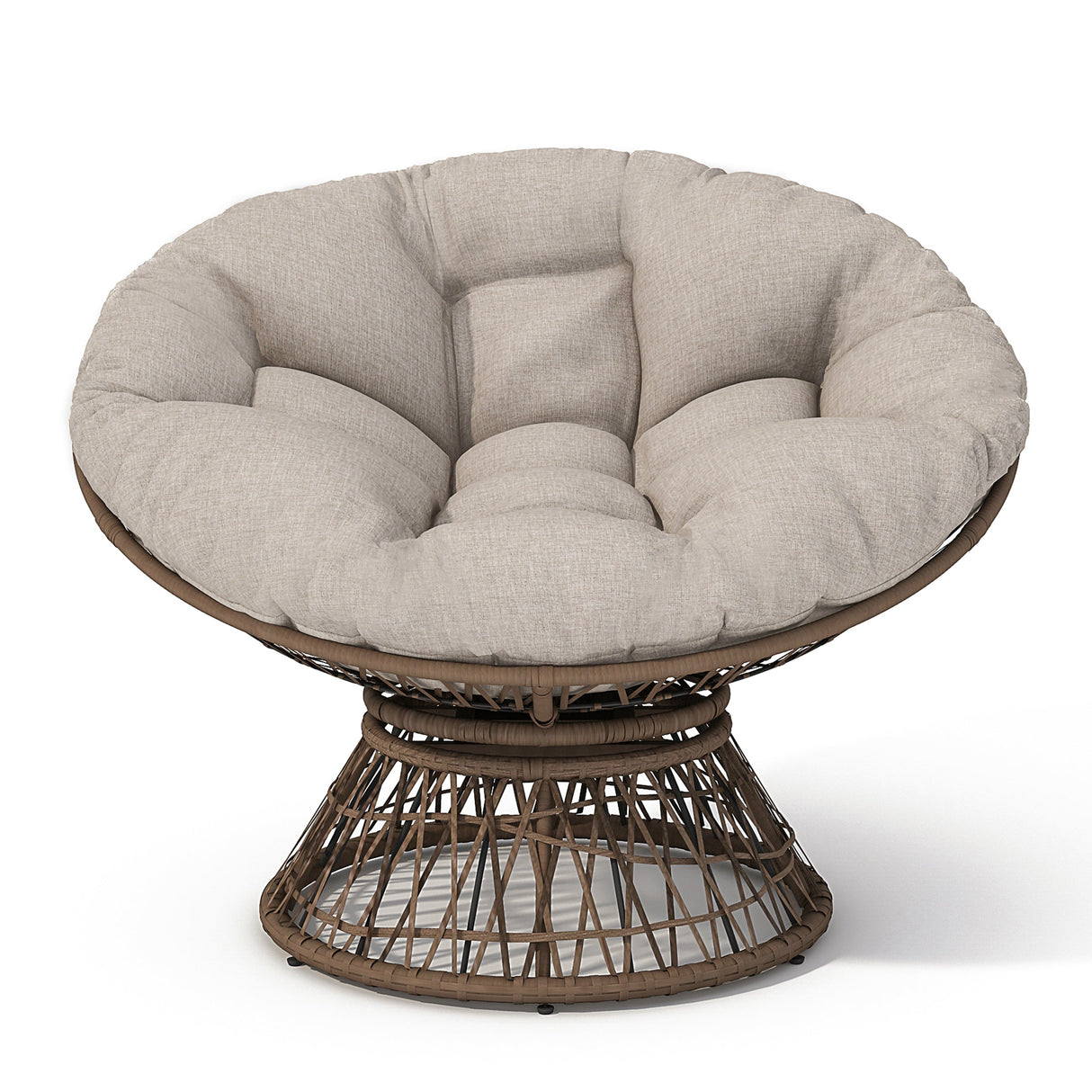 Ergonomic Wicker Chair with Cloud Density Cushion and Swivel