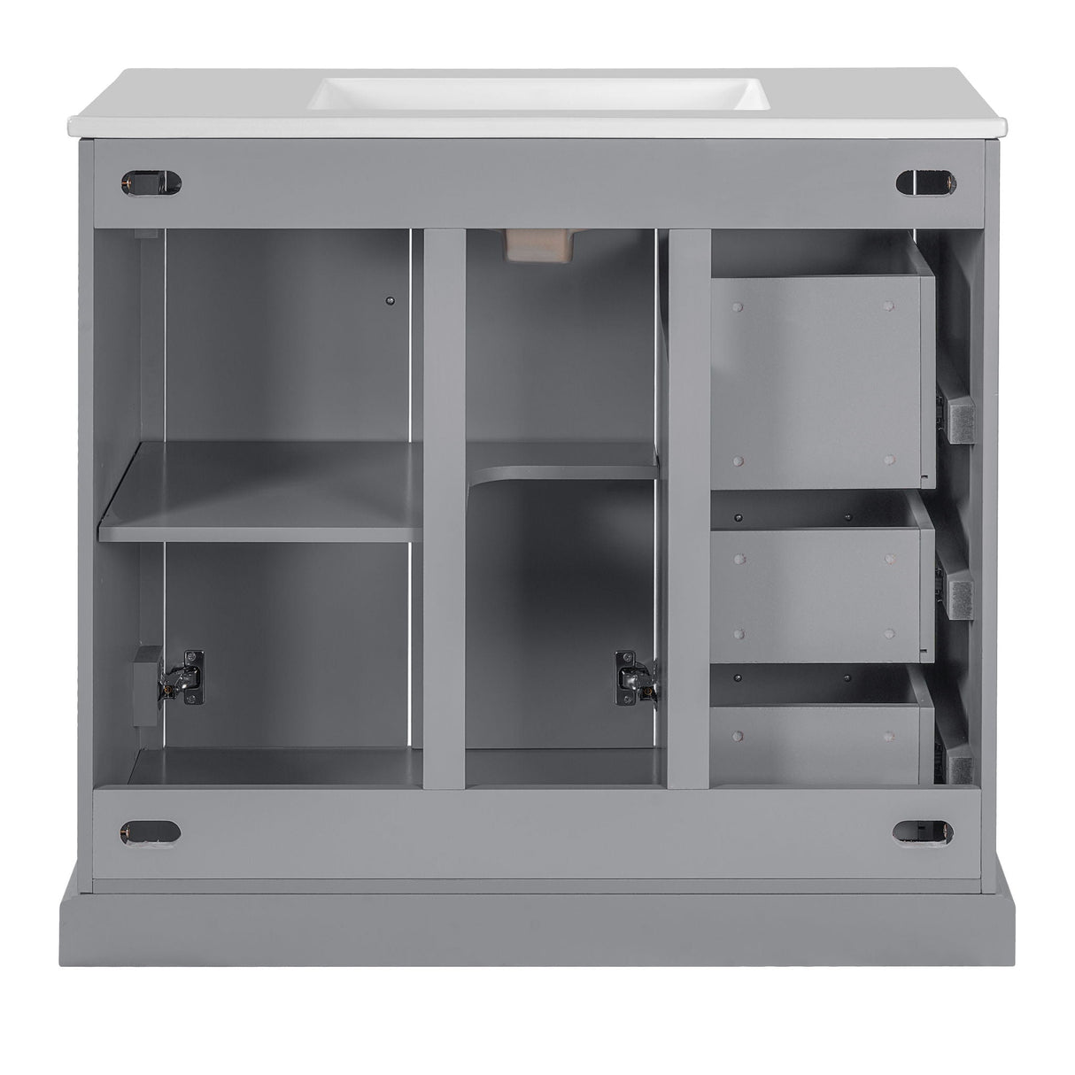 Bathroom Vanity With Sink, Soft Close Doors, Adjustable Shelf & 3 Drawers
