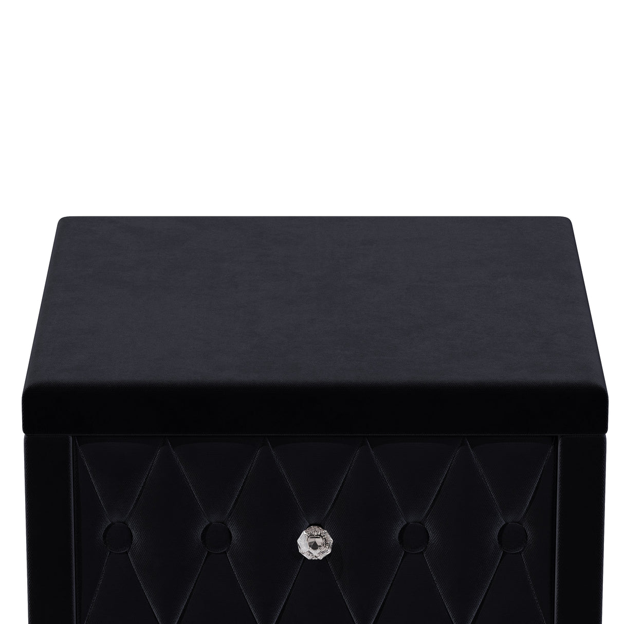 Elegant Velvet Nightstand with 2 Drawers and Crystal Handles