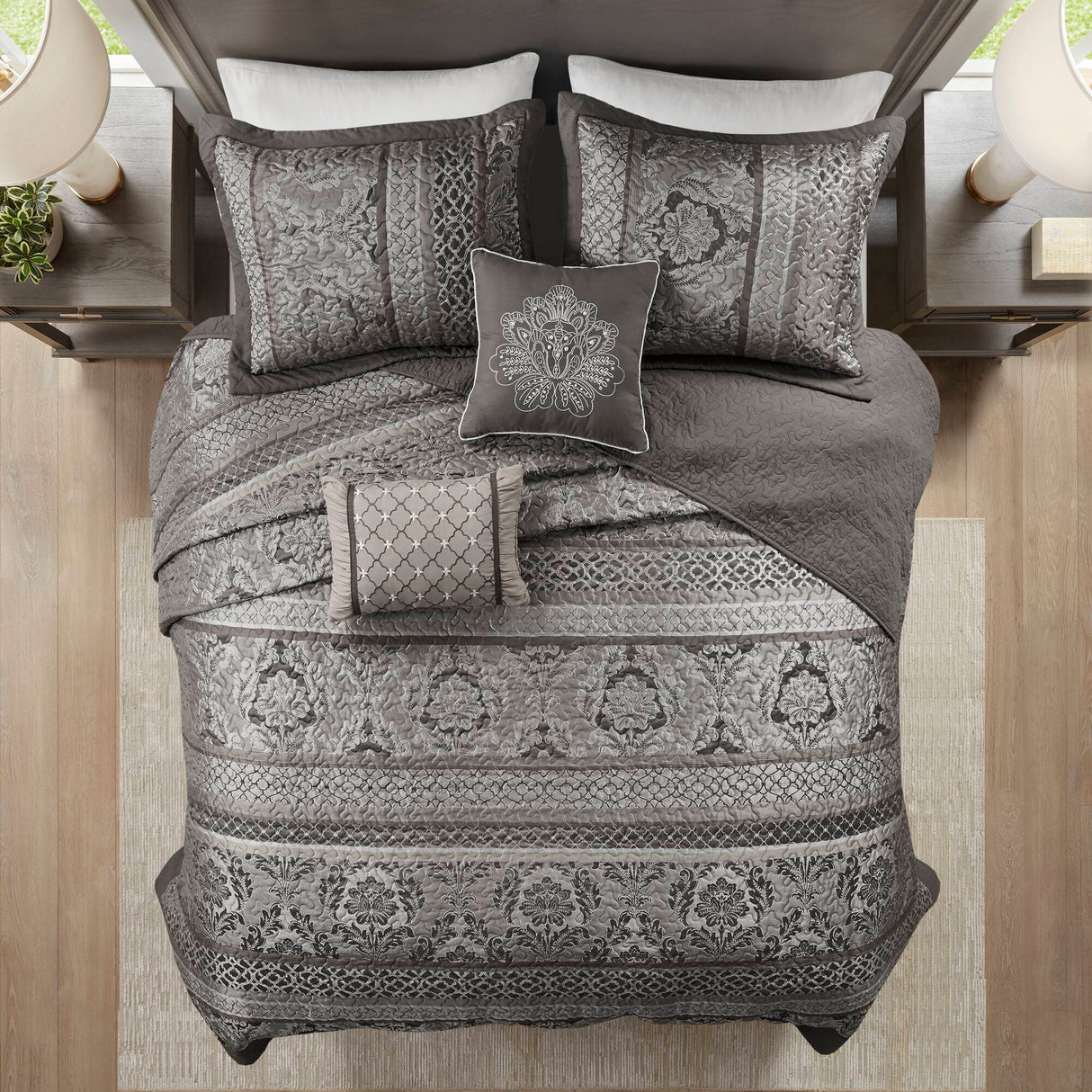 5-Piece Queen 5 Piece Reversible Jacquard Bedspread Set
