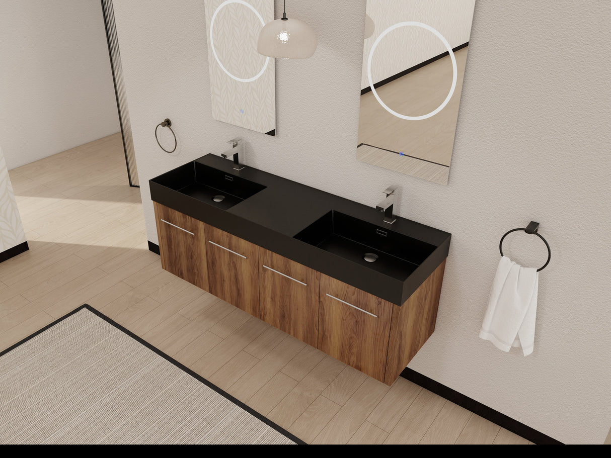 60 Inch Wall-Mounted Bathroom Vanity with Sink