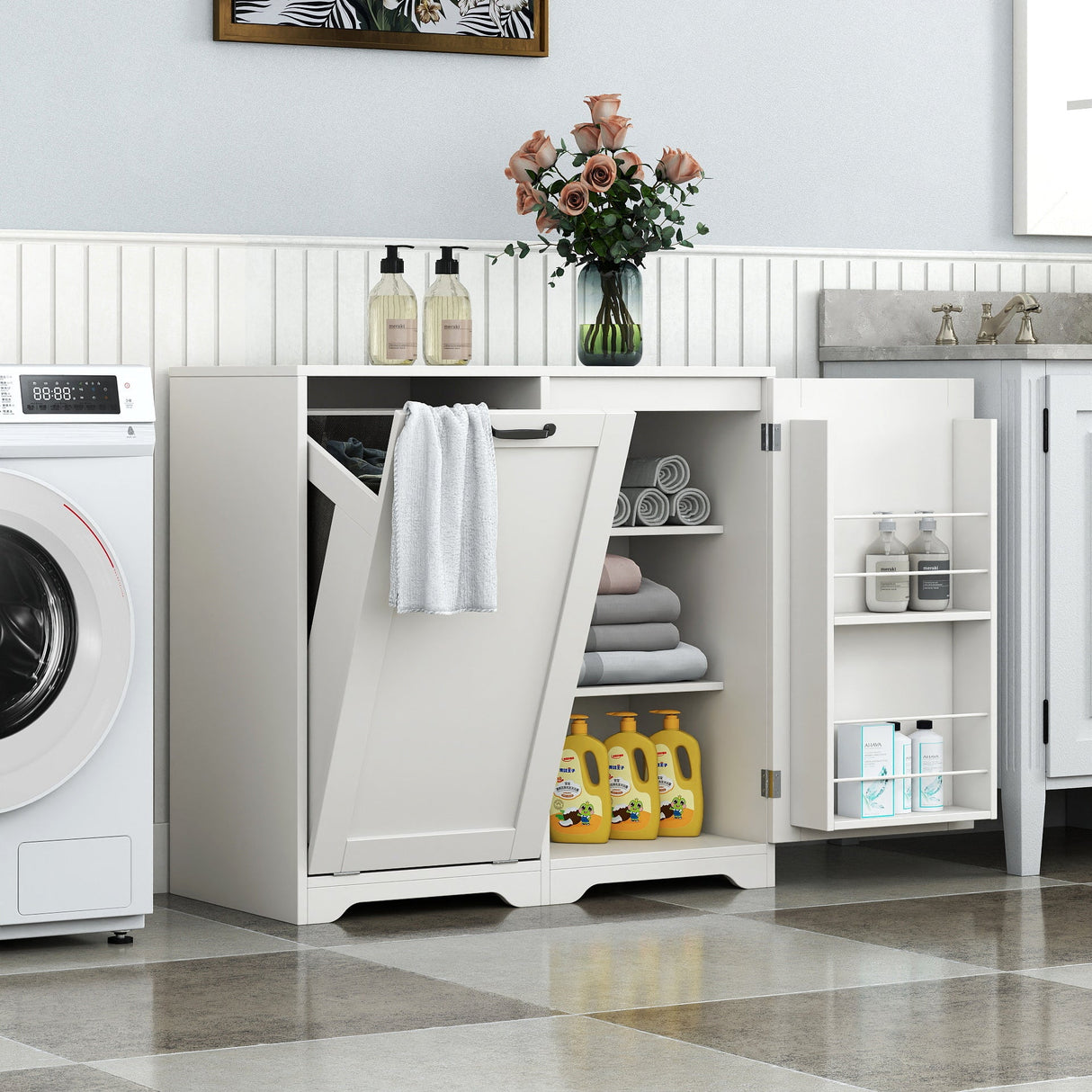 Laundry Cabinet with Tilt-Out Hamper