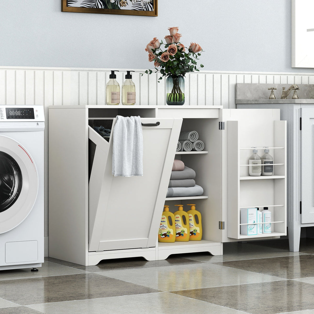 Laundry Cabinet with Tilt-Out Hamper