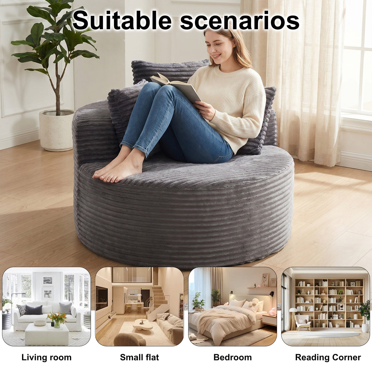 43-inch Round Corduroy Single Sofa
