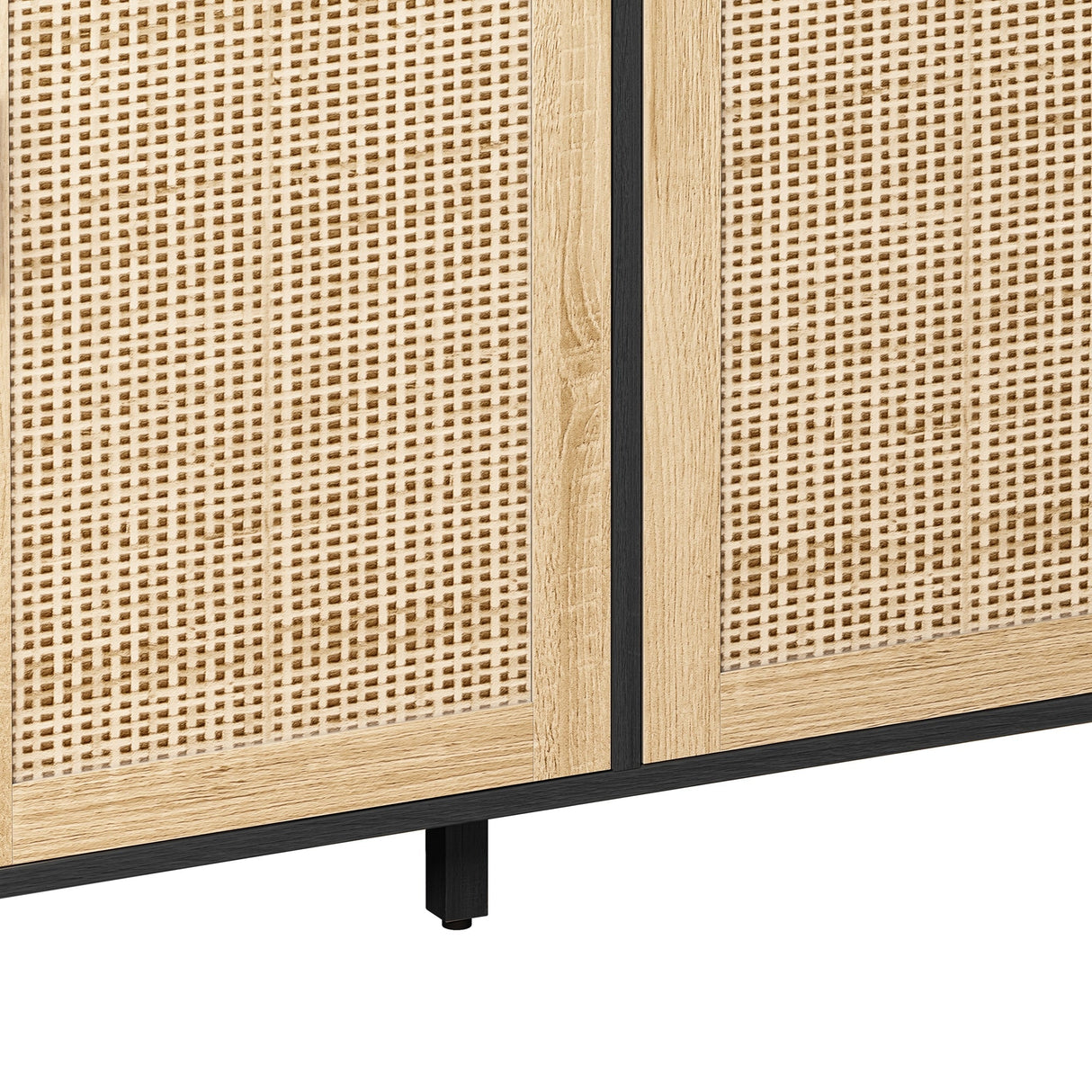 Elegant and Functional 4-Door Rattan Decorative Storage Cabinet