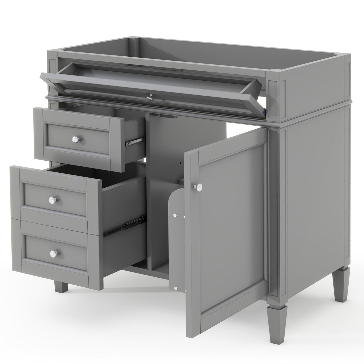 Bathroom Vanity With 2 Drawers And Tip-Out Drawer, Storage Cabinet