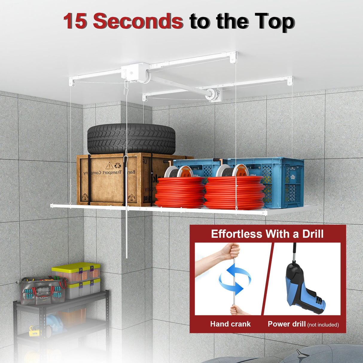 Overhead Garage Storage Rack 3x6 FT for High Ceilings