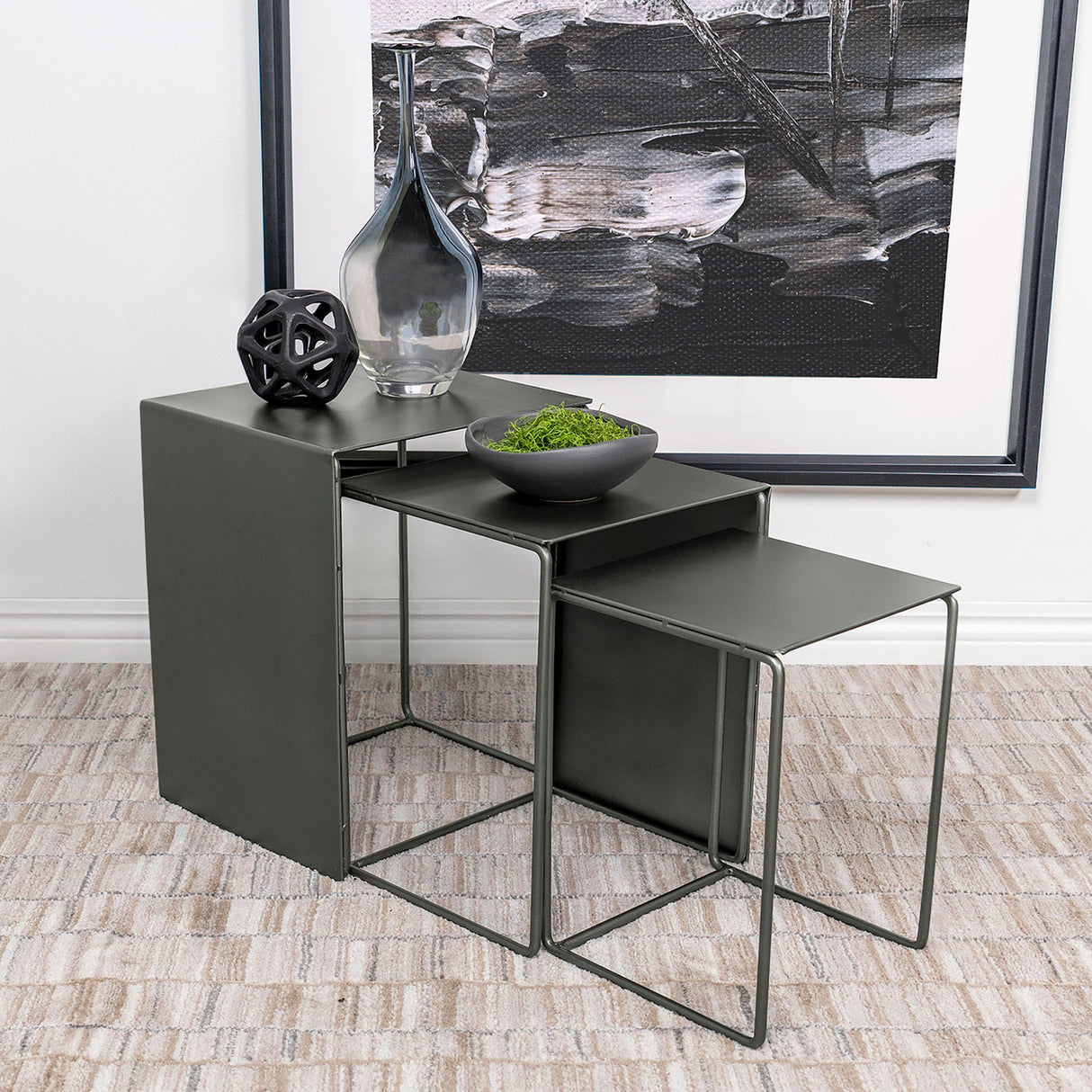 Vestal - 3 Piece Rectangular Nesting Table Set - Gray