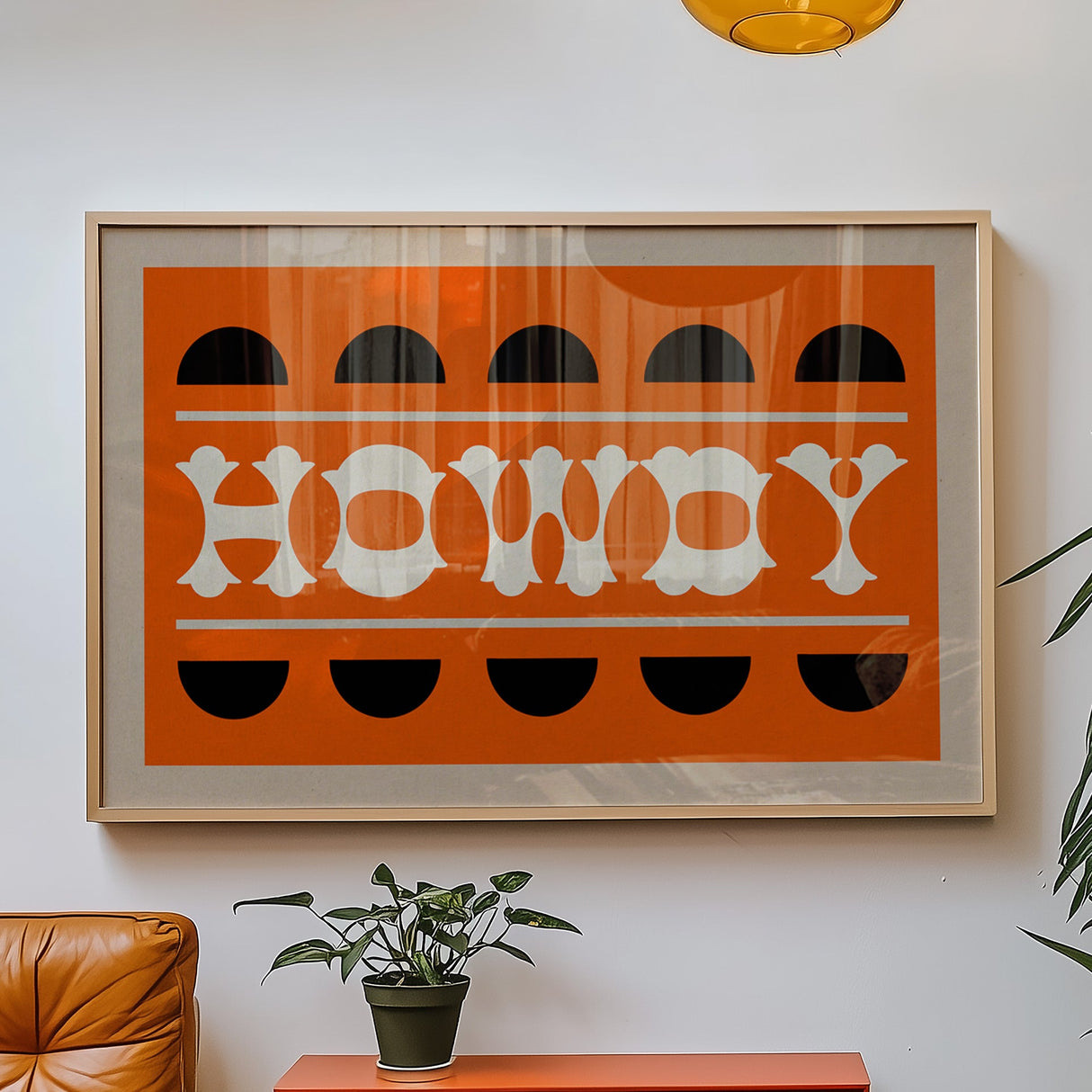 Orange and Black Howdy Home Decor Art Print