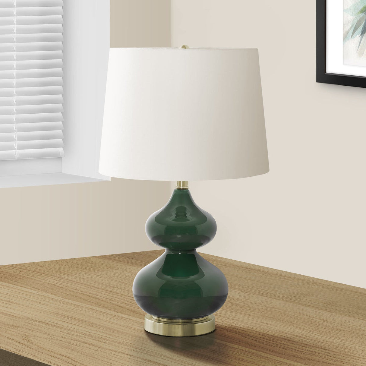 Gourd Table Lamp with Chic Cone Shaped Fabric Shade