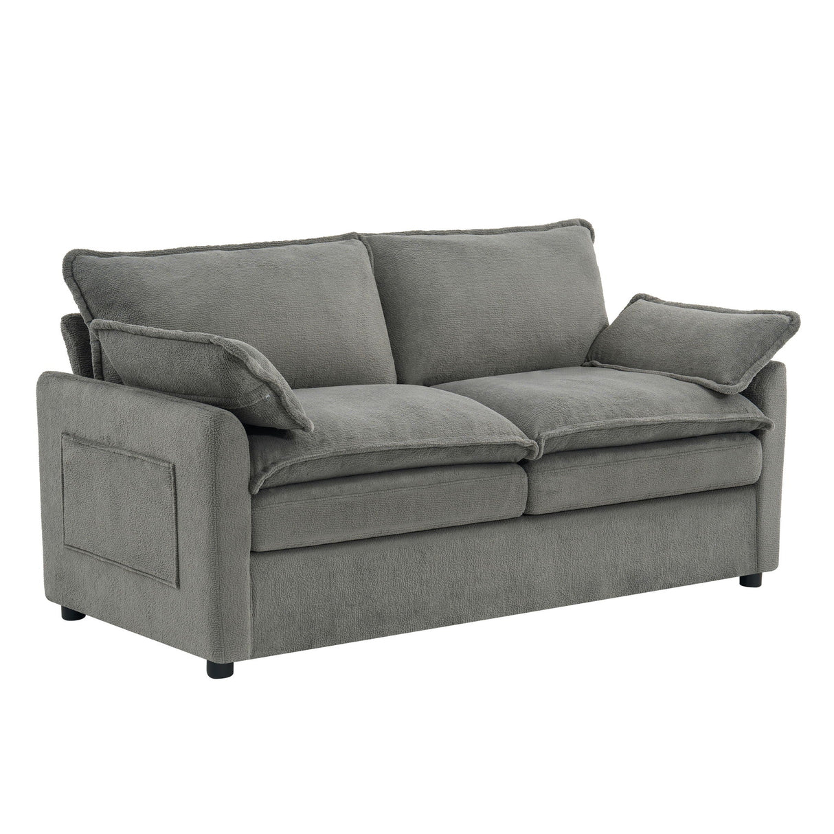Modern Loveseat Sofa, Upholstered Couch With Side Storage Pockets