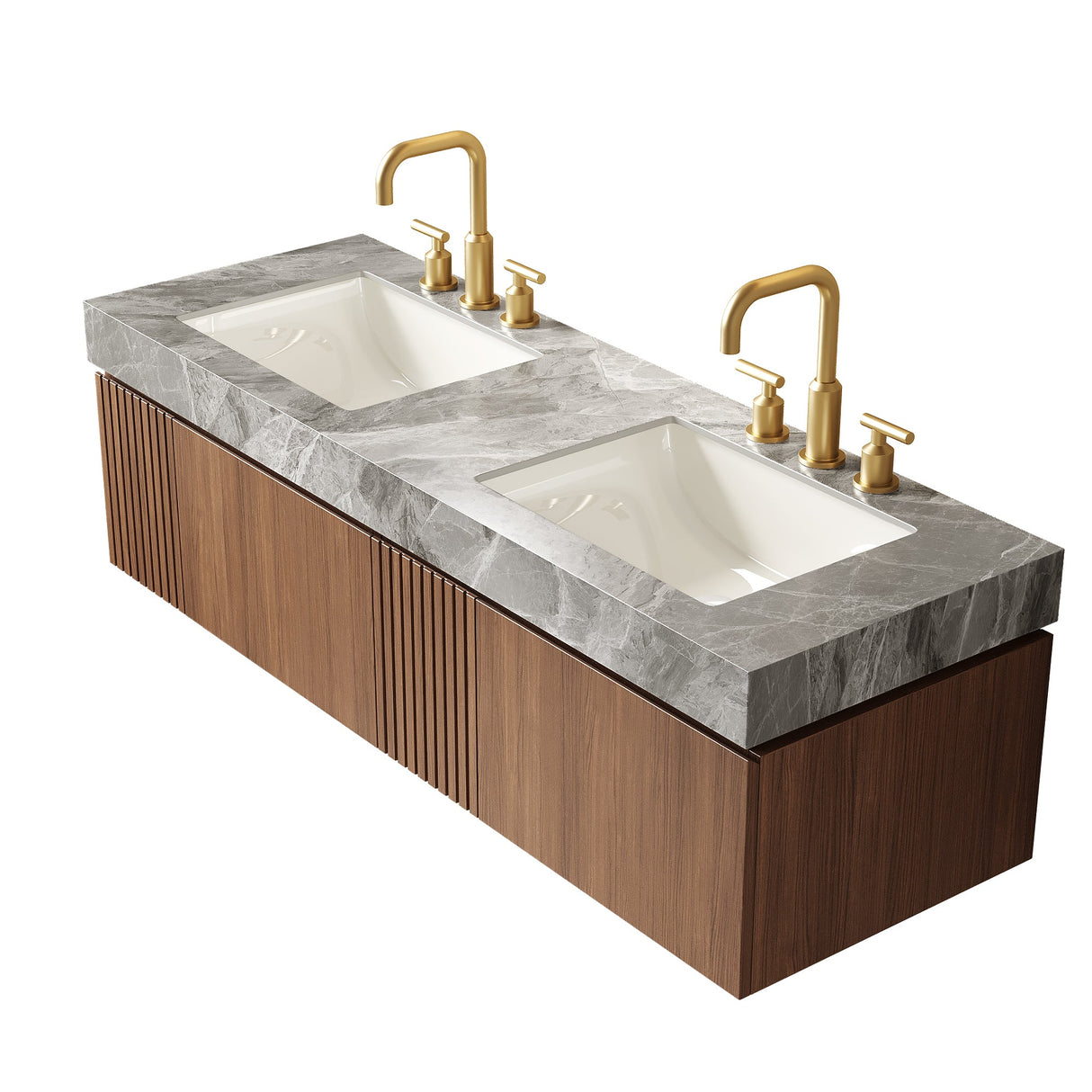 MURI 60" Bathroom Vanity & Sink, Floating Plywood Storage Cabinet