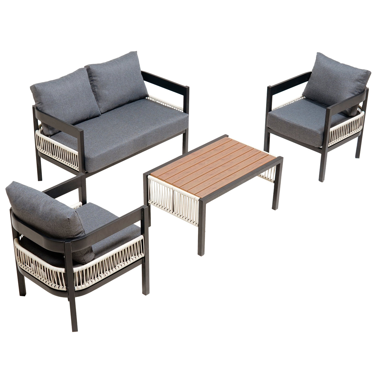 U_Style Multi-Person Outdoor Iron Sofa Set with Table