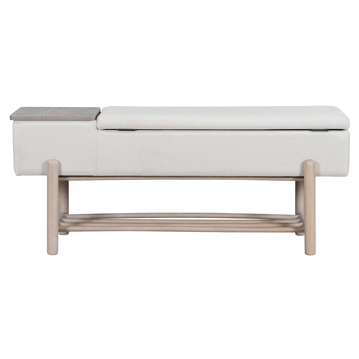 TREXM Farmhouse Upholstered Storage Bench with Hidden Compartment