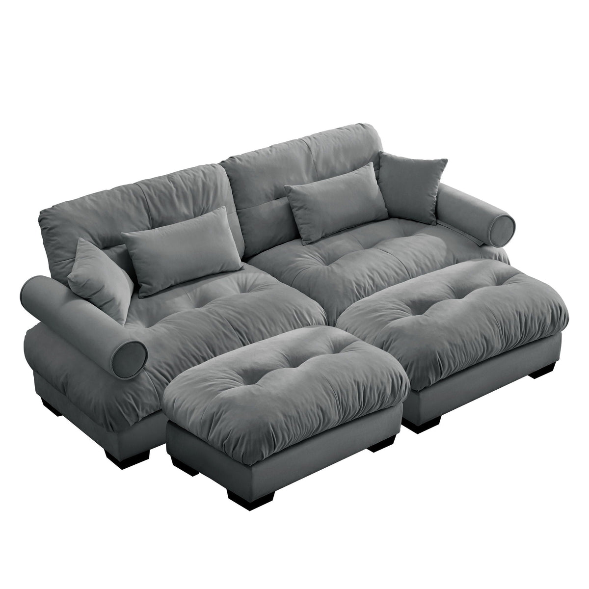 Oversized Modular Sectional Sofa with Movable Ottoman - Fabric, Multiple Colors