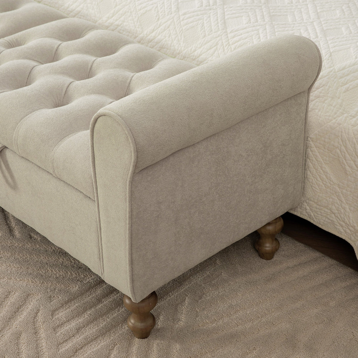65.75" Wide Modern Upholstered Storage Bench