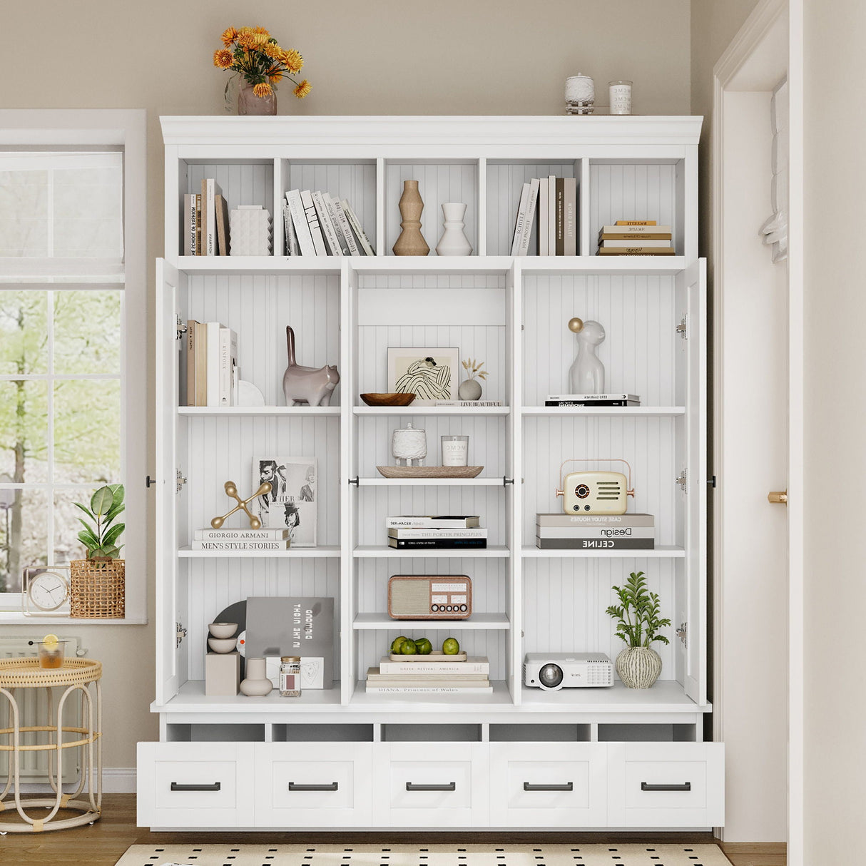 Hall Tree With Bench And 5 Storage Cubbies