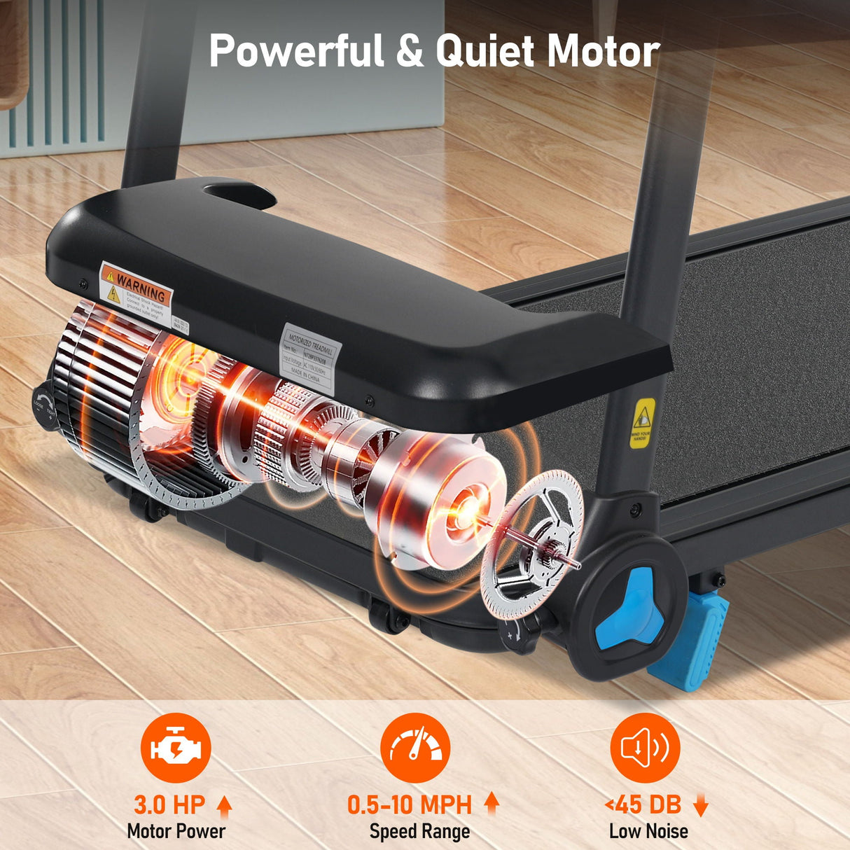 Folding Treadmills For Home Small, 3.0Hp Portable, 10Mph Walking Pad With Incline, Bluetooth, Heart Rate Sensors, Charge Station - Black