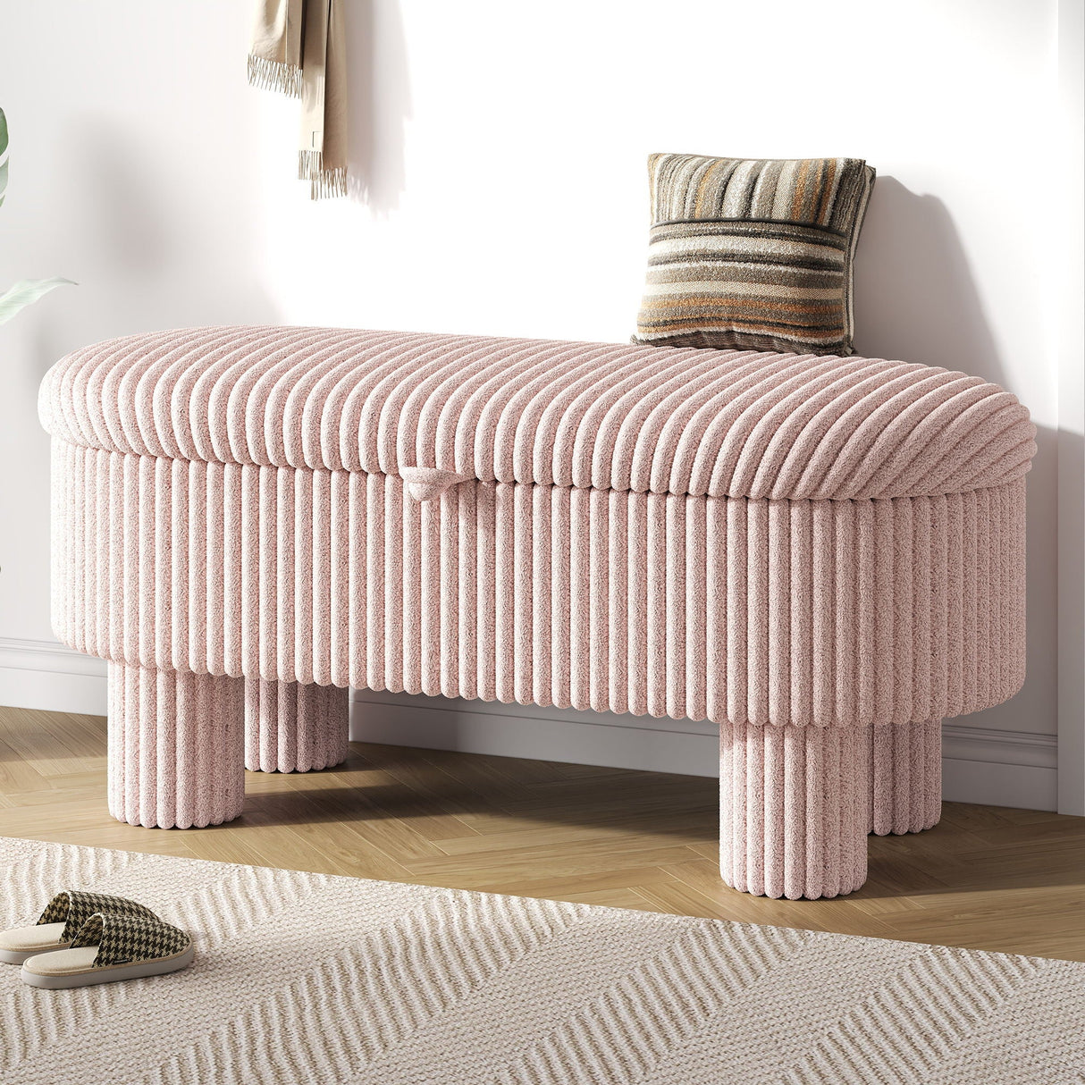 Storage Ottoman Upholstered Bench with Lift-Top Storage for Bedroom