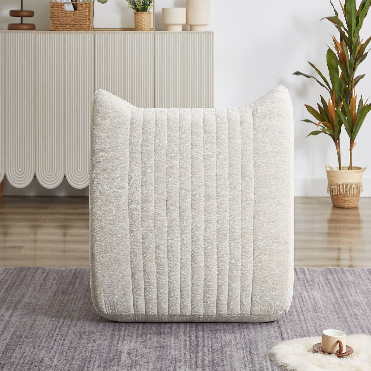 Bean Bag Chair For Adults, Lazy Floor Sofa Couch Memory Foam Bean Bag Sofas Chenille Fabric Reading Chair Comfortable Corner Lounge Sofa For Living Room - White