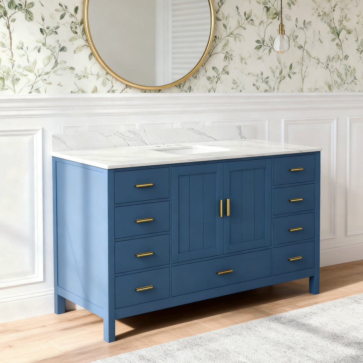 60" Modern Solid Wood Bathroom Vanity with Sink