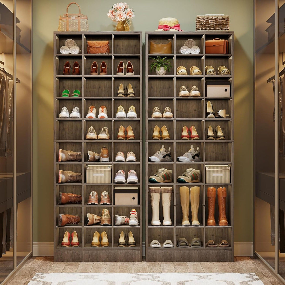 10 Tier Shoe Storage Cabinet With 30 Cubbies