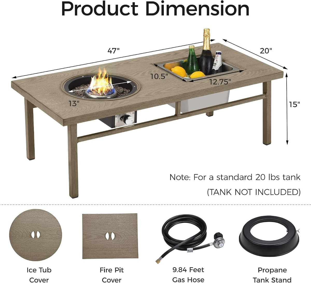 Aluminum Propane Fire Pit Table